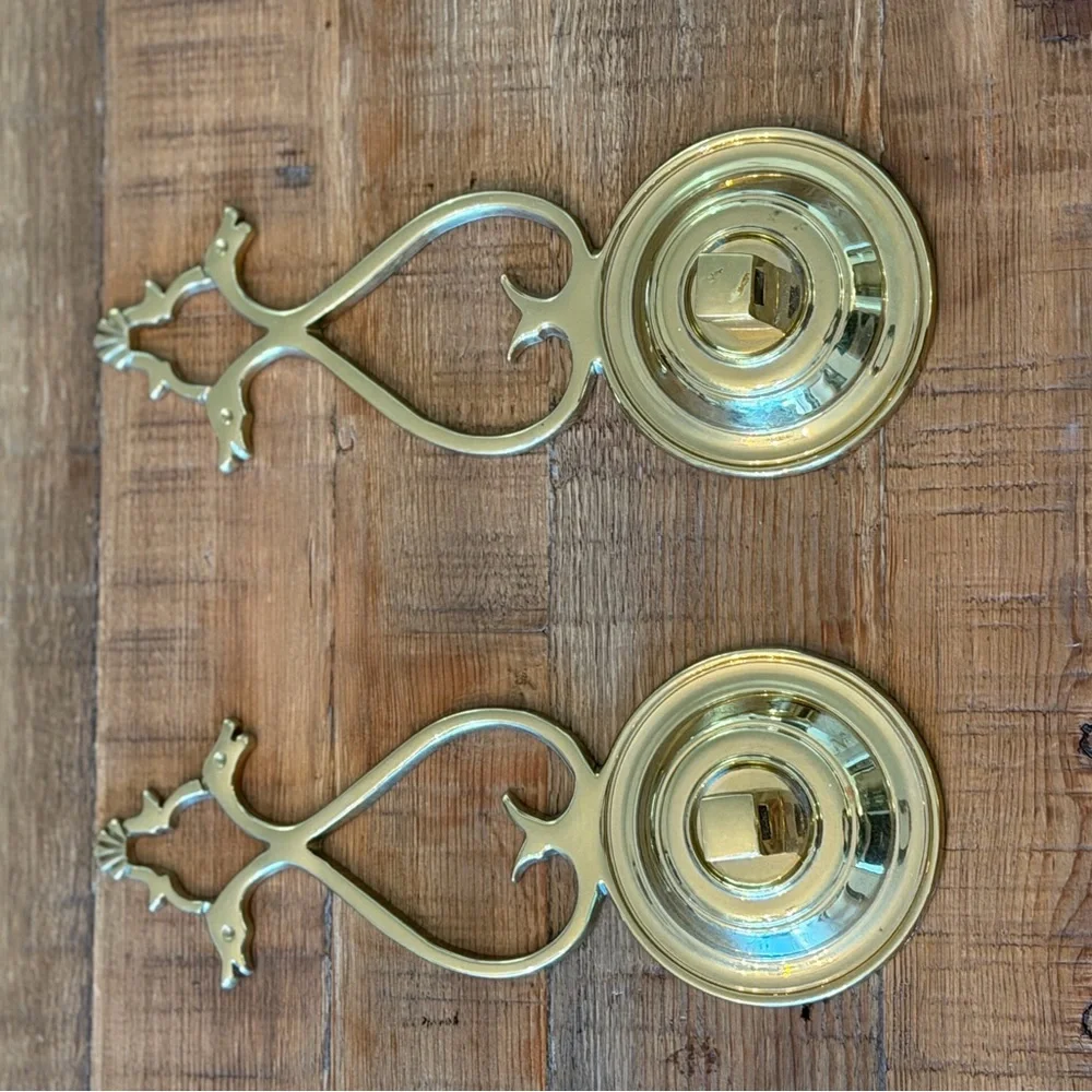 2 Colonial Williamsburg Restoration Brass Sconce. Solid Brass | BACKPLATES ONLY.